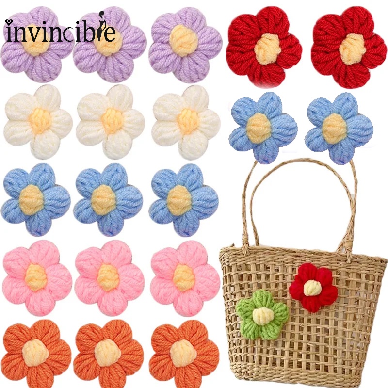 ตะขอผ้าฝ้ายถัก รูปกลีบดอกไม้ สําหรับแขวนเสื้อผ้า รองเท้า หมวก DIY