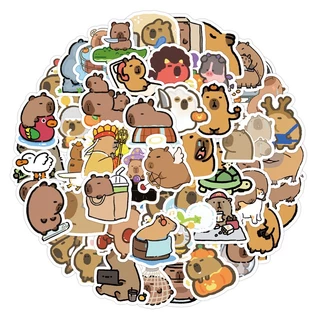 Pufferfish & Capybara สติ๊กเกอร์ 100 ชิ้น - สติ๊กเกอร์ไวนิลกันน้ําสําหรับโทรศัพท์ แล็ปท็อป และกระเป๋าเดินทาง