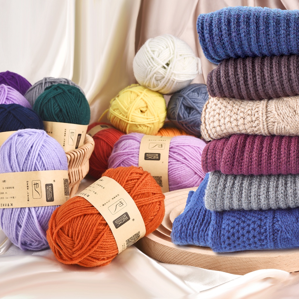 4ply 50 กรัมผ้าฝ้ายนุ่ม DIY เส้นด้ายขนสัตว์ถักเสื้อกันหนาวผ้าคลุมไหล่ผ้าพันคอมือถักวัสดุซัพพลาย