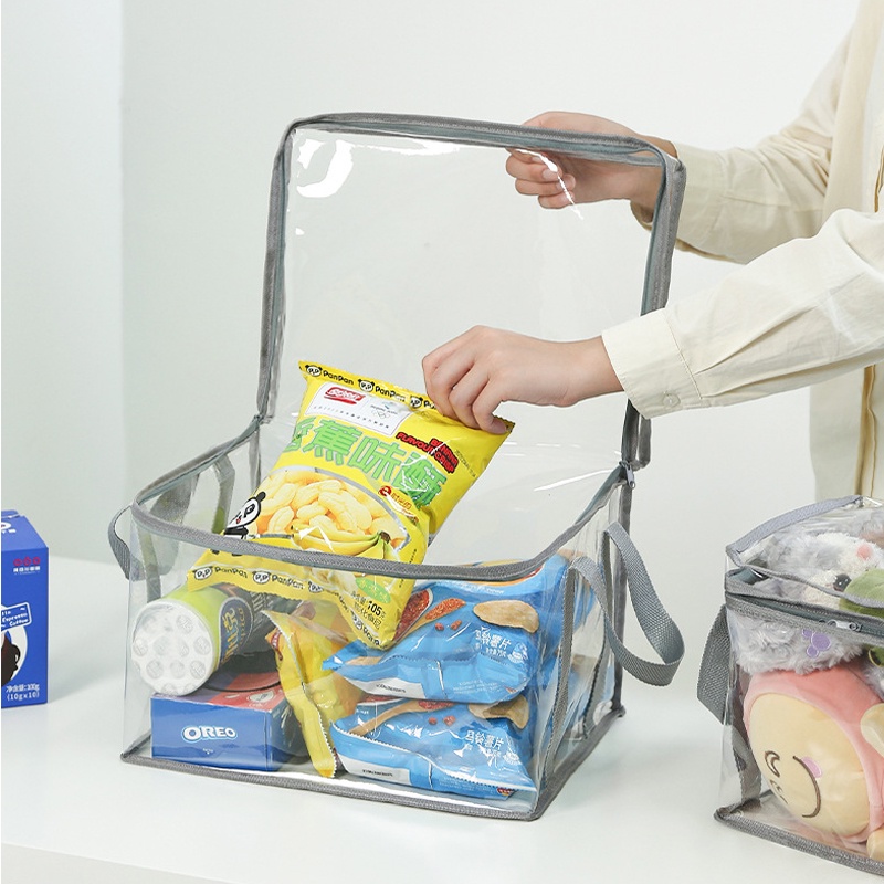 กระเป๋าเก็บหนังสือ กระเป๋าจัดเก็บหนังสือ มีซิป แบบใส กันฝุ่น/กันน้ำ วางซ้อนกันได้ - รูปที่ 6