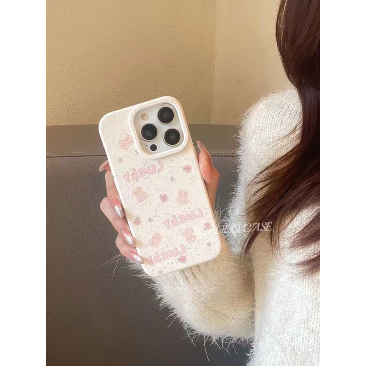 เคสโทรศัพท์มือถือ แบบนิ่ม ลายกระต่ายน่ารัก กันกระแทก ย่อยสลายได้ สําหรับ Apple iPhone14 13promax 15 12 11 LX9T