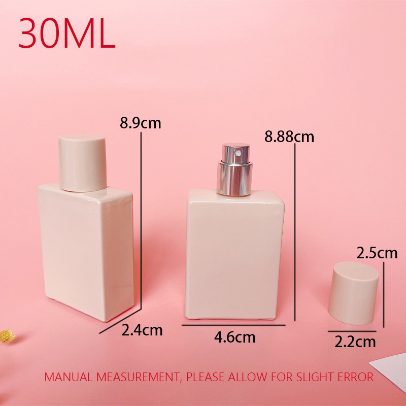 ขวดสเปรย์น้ําหอมเปล่า ทรงสี่เหลี่ยม เติมได้ ขนาด 30 มล. สีชมพู สีแดง สําหรับใส่เครื่องสําอาง เดินทาง