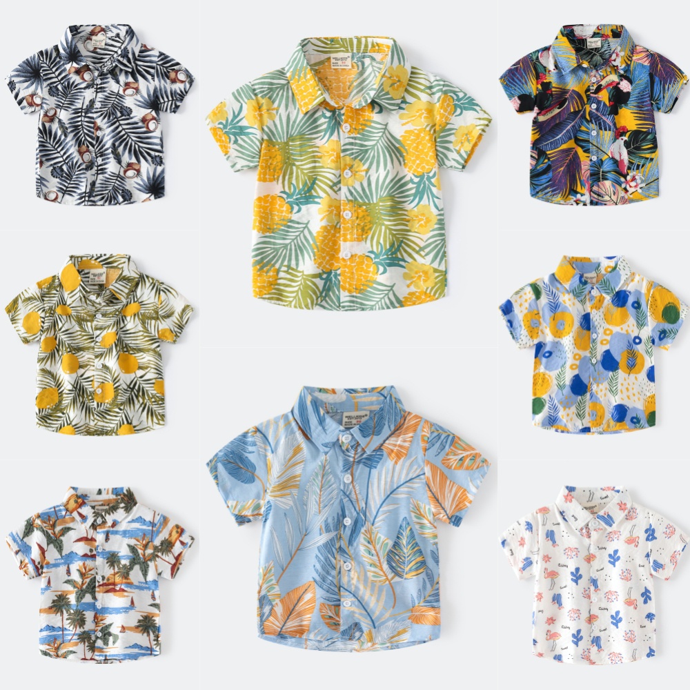 เสื้อเชิ้ตแขนสั้น สไตล์ฮาวาย แฟชั่นฤดูร้อน สําหรับเด็กผู้ชาย