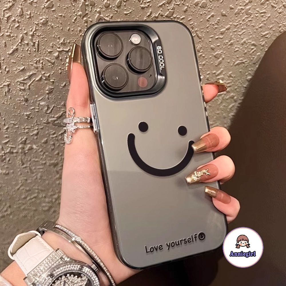เคสโทรศัพท์มือถือแข็ง เนื้อแมตต์ ลายหน้ายิ้มน่ารัก กันสิ่งสกปรก สําหรับ Iphone 11 15 14 Pro Max 12 13 ProMax XS XR