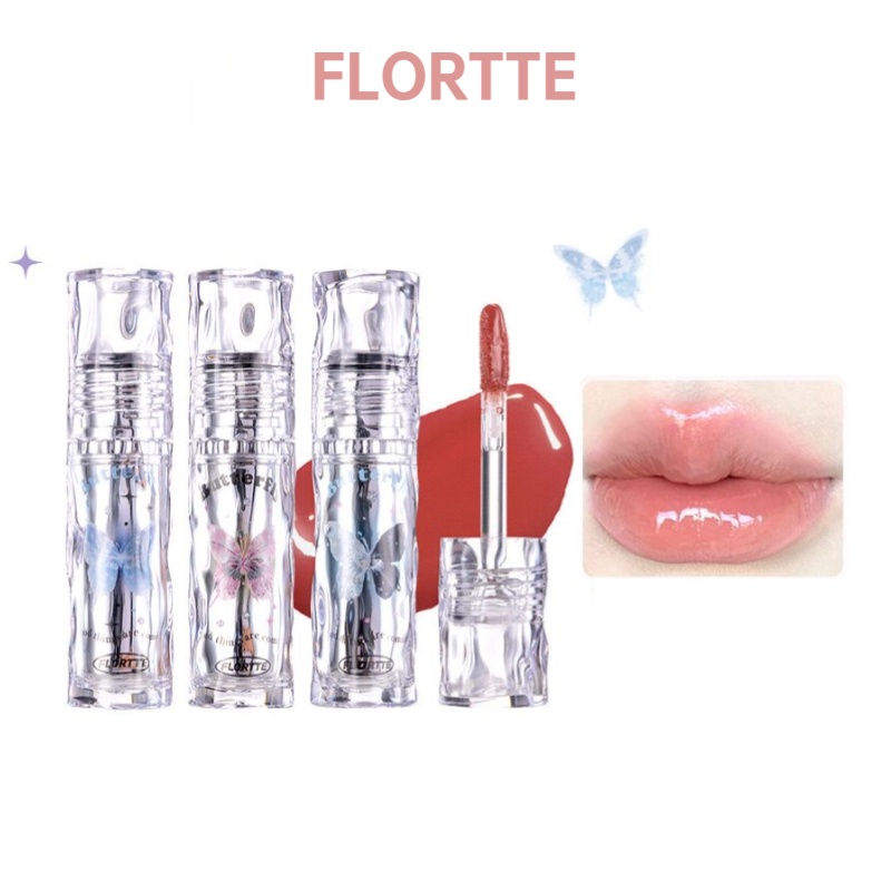 FLORTTE ลิปเคลือบ ลิปสี ให้ความชุ่มชื้น กระจกน้ำ ลิปสติก ไม่ติดถ้วยกระจก ลิปเคลือบ