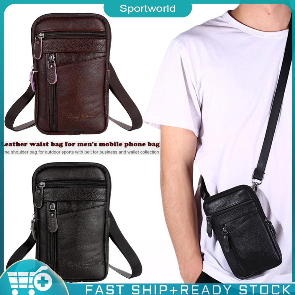 Sportworld【พร้อมส่ง】ซองหนังใส่มือถือ กระเป๋าเหน็บเอว ซองใส่มือถือคาดเอว ซองหนังมือถือ กระเป๋าใส่โทรศัพท์ผู้ชาย