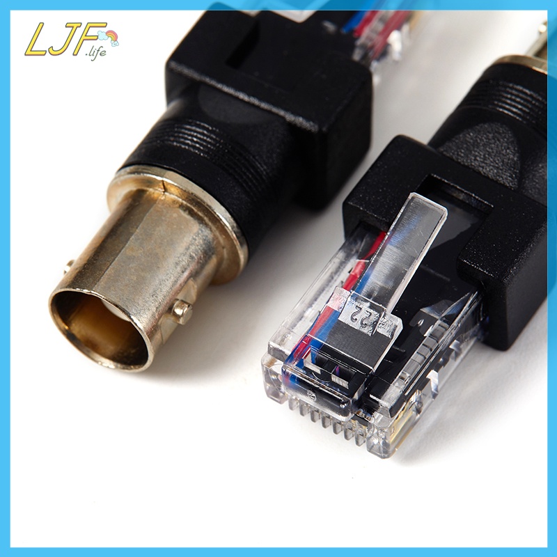 Ljf อะแดปเตอร์แจ็คเชื่อมต่อ BNC ตัวเมีย เป็น RJ45 ตัวผู้ 1 ชิ้น