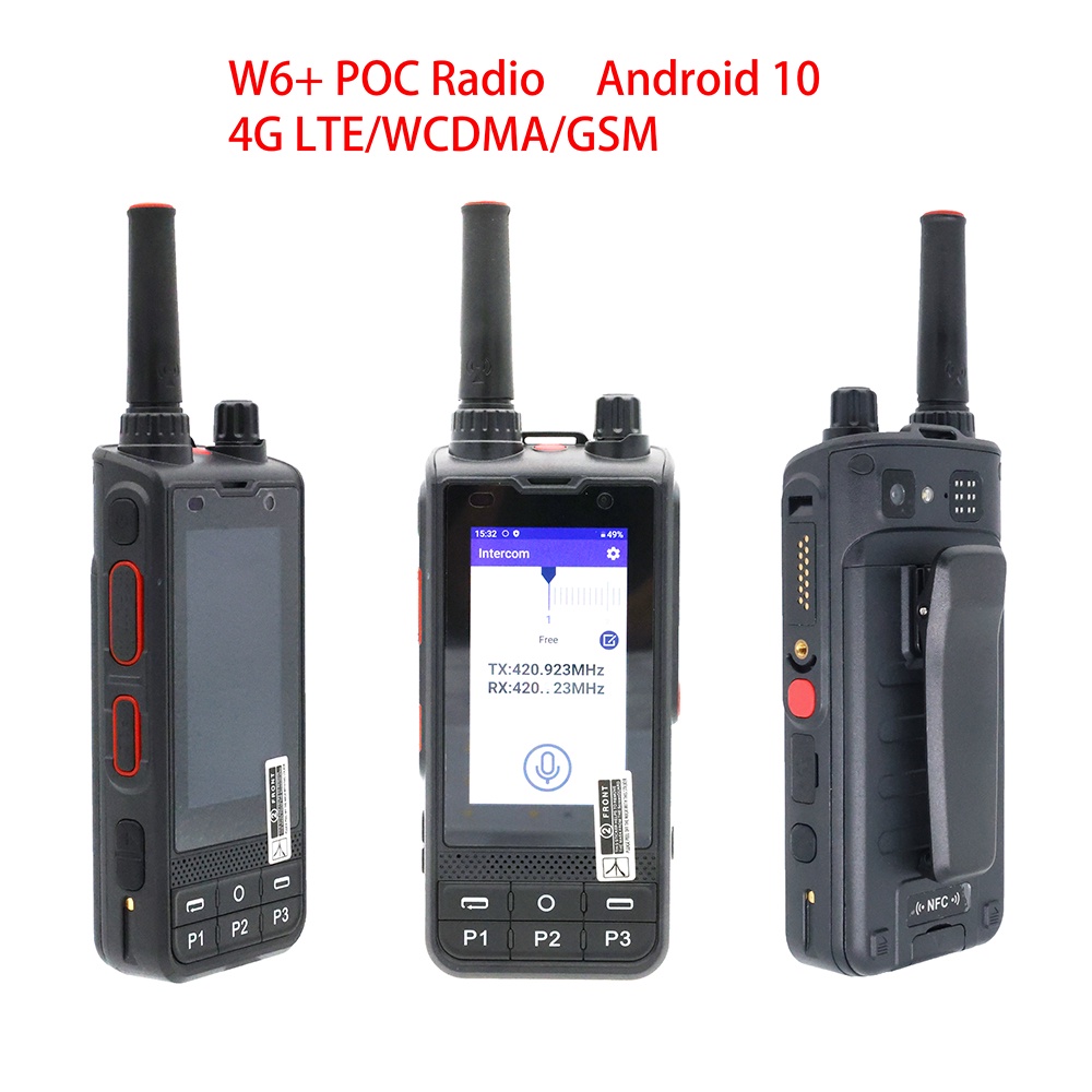 2023 ใหม่ W6+ วิทยุสื่อสาร 4G เครือข่าย WIFI Android 10 ปลดล็อก LTE WCDMA GSM POC วิทยุ ทํางานร่วมกับ Real PTT Zello