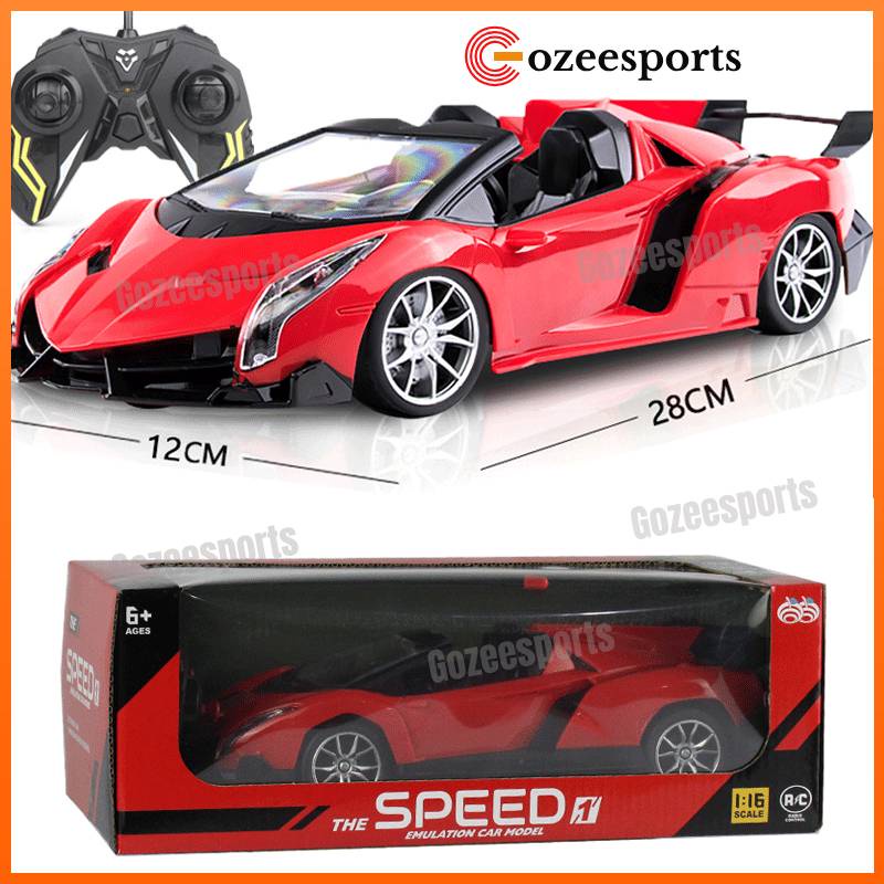 1:16 RC รถสปอร์ต รถแข่ง รีโมตคอนโทรล รถแข่ง Bugatti Ferrari และ Lambo Hornet ไฟฟ้า ไร้สาย เด็กผู้ชาย