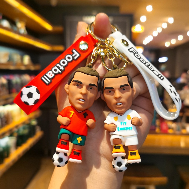 กุญแจ Cristiano Ronaldo ตัวละครฟุตบอล (โปรตุเกส, สาธารณรัฐอาหรับ) | PVC ของขวัญเด็ก ของสะสม กระเป๋า/กุญแจรถ​