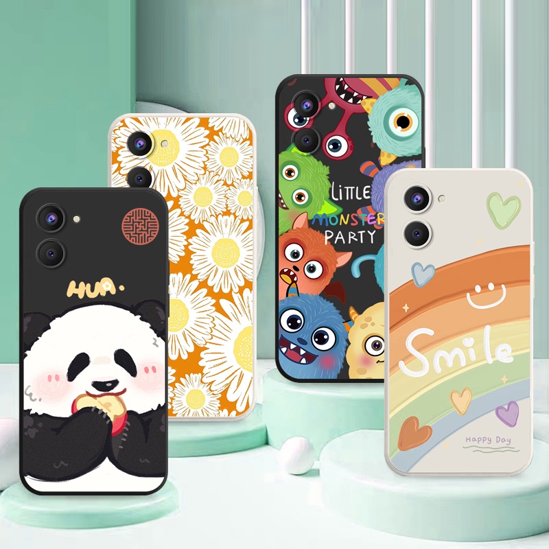 เคส Realme 10 Realme 10 Pro 5G Realme10 Pro 5G Realme 10 10 Pro 5G น่ารักน่าหยิก น้อย สัตว์ประหลาด แพนด้า สายรุ้ง ดอกไม้ กรณีโทรศัพท์มือถือ