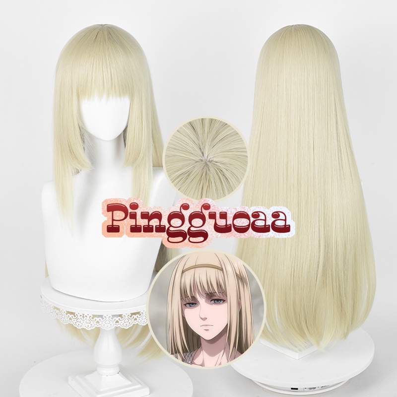 【Manmei】Attack on Titan Ymir Fritz Cosplay Wig 70cm Long Light Golden Wigs Heat Resistant Synthetic 