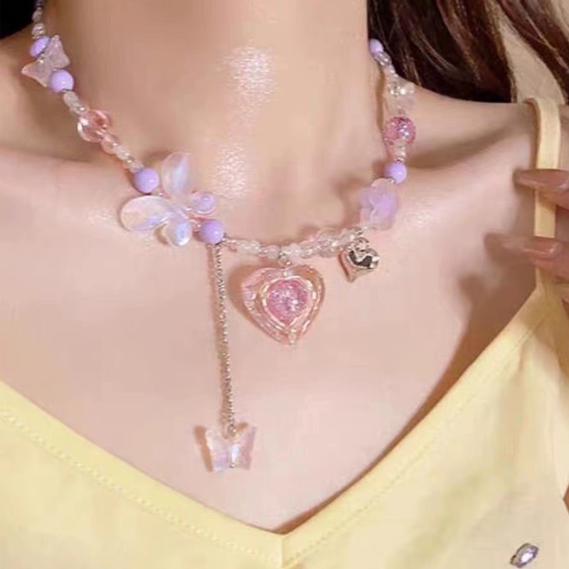 ในไทย สร้อยคอจี้ลูกปัดดอกไม้ลายหัวใจหวานแหววแฟชั่นสไตล์เกาหลีเสน่ห์สําหรับผู้หญิงใหม่โซ่ไหปลาร้า.COD