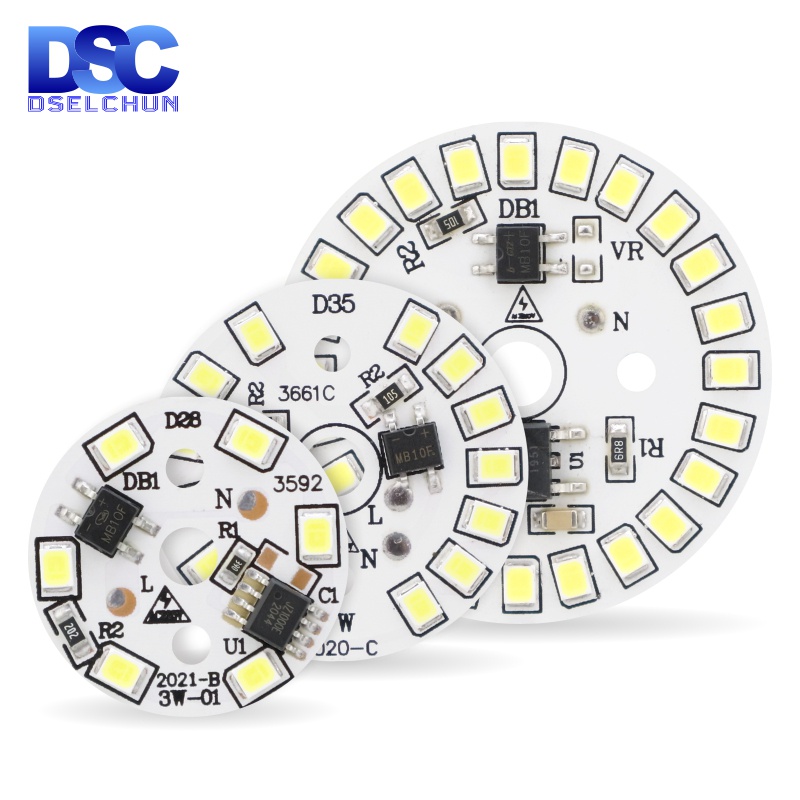 Dselchun ชิป LED สําหรับหลอดไฟ 3W 5W 7W 9W 12W 90 Lumen/W 2835SMD รอบลูกปัด AC 220V-240V หลอดไฟชิปโคมไฟ