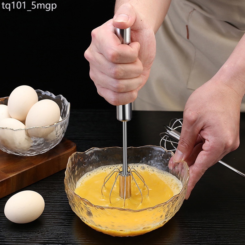 [Dhin] Kitchen Stainless Steel Whisk Hand Pressure Semi-automatic Egg Beater Mixer COD