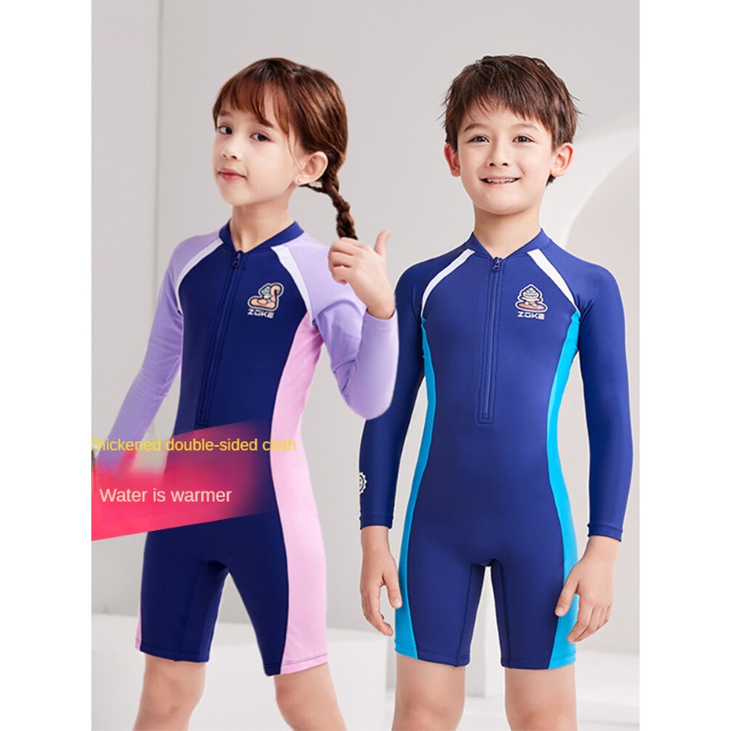 Zoke ชุดว่ายน้ําเด็ก มืออาชีพ Upf50+ ป้องกันแสงแดด ให้ความอบอุ่น สําหรับเด็กผู้ชาย และเด็กผู้หญิง