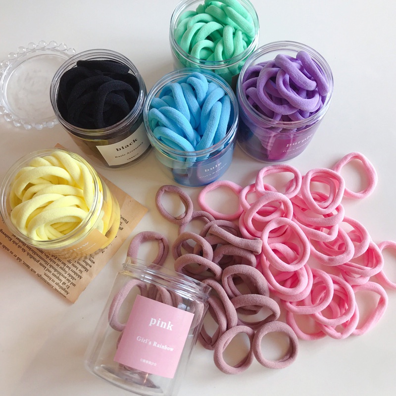 50 ชิ้น แฟชั่นเกาหลี น่ารัก สีลูกกวาด ยืดหยุ่นสูง ยางรัดผม สําหรับเด็ก