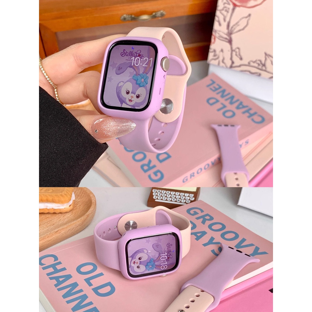 INS สายนาฬิกาซิลิโคนกีฬาลายการ์ตูนสีสำหรับ Apple s789se2นาฬิกา appliwatch6543