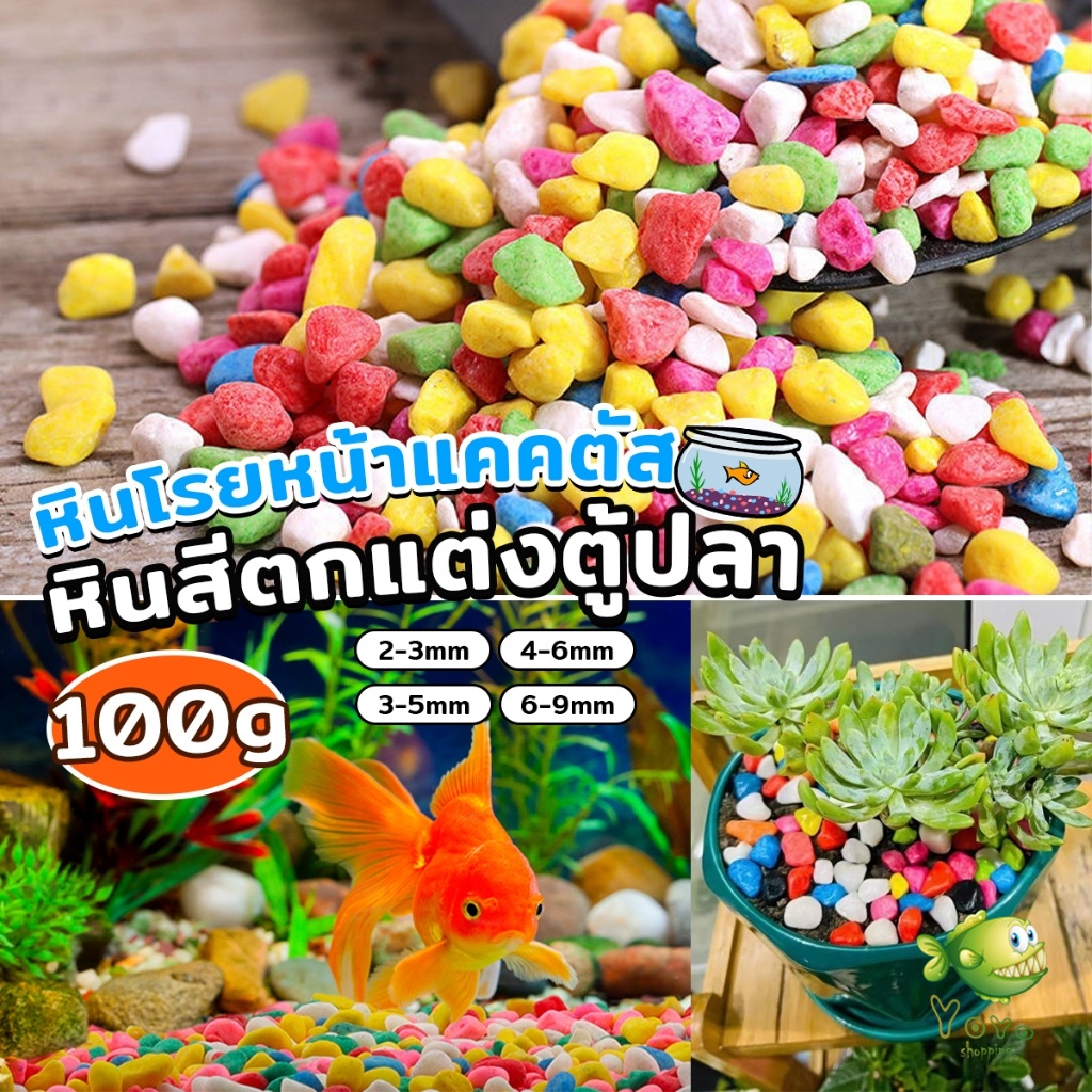 YOYO หินใส่ตู้ปลา หินประดับ ตกแต่งสวน 100g / ต่อแพ็ค Colorful Stones
