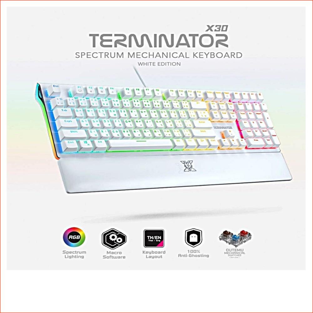 NUBWO X30 TERMINATOR RGB Mechanical Gaming Keyboard ไฟวิ่งวนสวยๆ เล่นเกมส์กดสนุก รับประกัน 2 ปี มีสาย