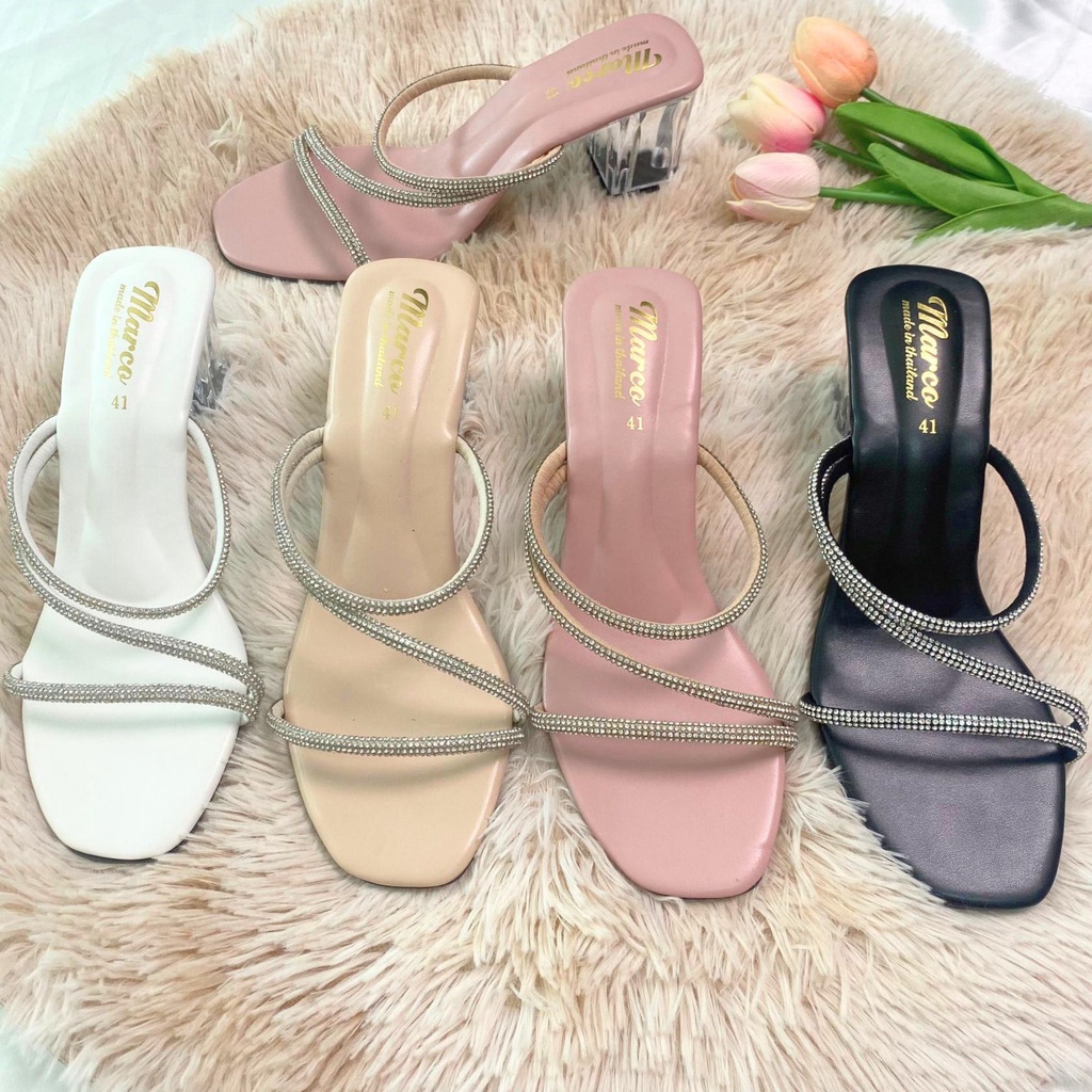 🎈รองเท้าแฟชั่นไซส์ใหญ่🎈 แบรนด์ Marco รุ่น B1032 คาดเพชร 3เส้น มีไซส์ 36-45 ไซส์ 36-45