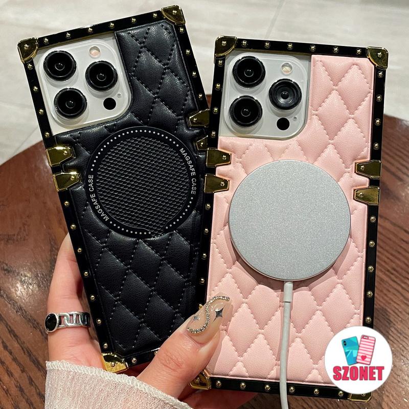 เคสโทรศัพท์มือถือหนัง ซิลิโคนนิ่ม กันกระแทก เต็มเลนส์ ทรงสี่เหลี่ยม แม่เหล็ก สําหรับ iPhone 15 14 13 12 11 Pro Max 15 Plus