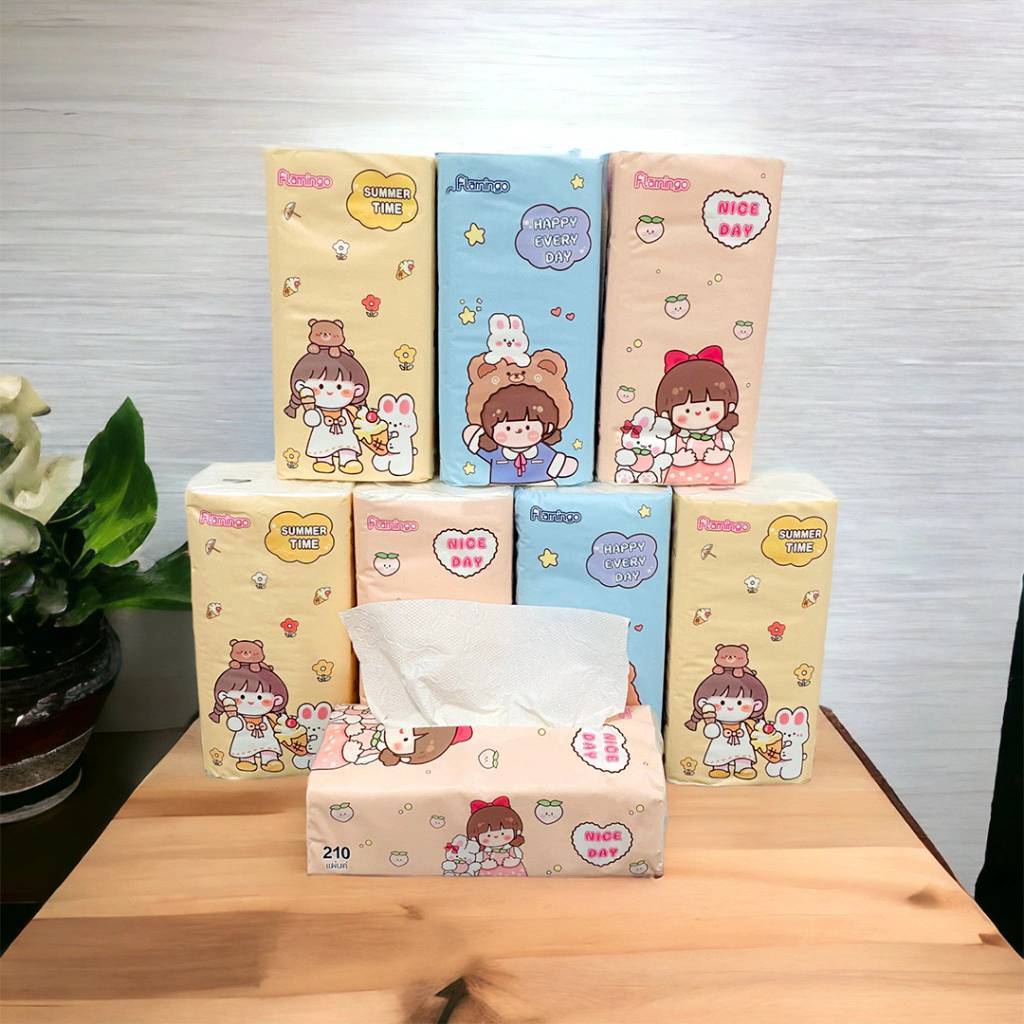 HOME818 กระดาษทิชชูแบบยาว （1แพค 10ห่อ）210แผ่น/คู่ หนา3 ชั้น NO.Y4