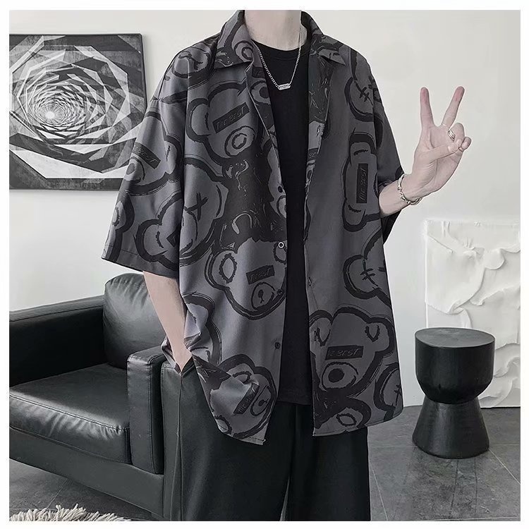 เสื้อเชิ้ตแขนสั้น ผ้าเรยอน แบบบาง สําหรับเด็กผู้ชาย