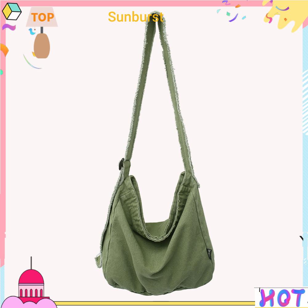 [Sunburst11.th] กระเป๋าสะพายไหล่ ผ้าแคนวาส แบบนิ่ม จุของได้เยอะ เหมาะกับการเดินทาง สําหรับผู้หญิง และผู้ชาย