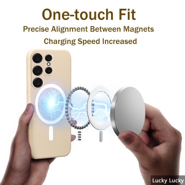 เคส Samsung S24 Ultra S24 FE Plus ซิลิโคนแม่เหล็กรองรับการชาร์จไร้สายนุ่มกันกระแทกฝาครอบเต็มกล้องฟรีเชือกเส้นเล็กปกเชือกสายกันกระแทก - รูปที่ 2