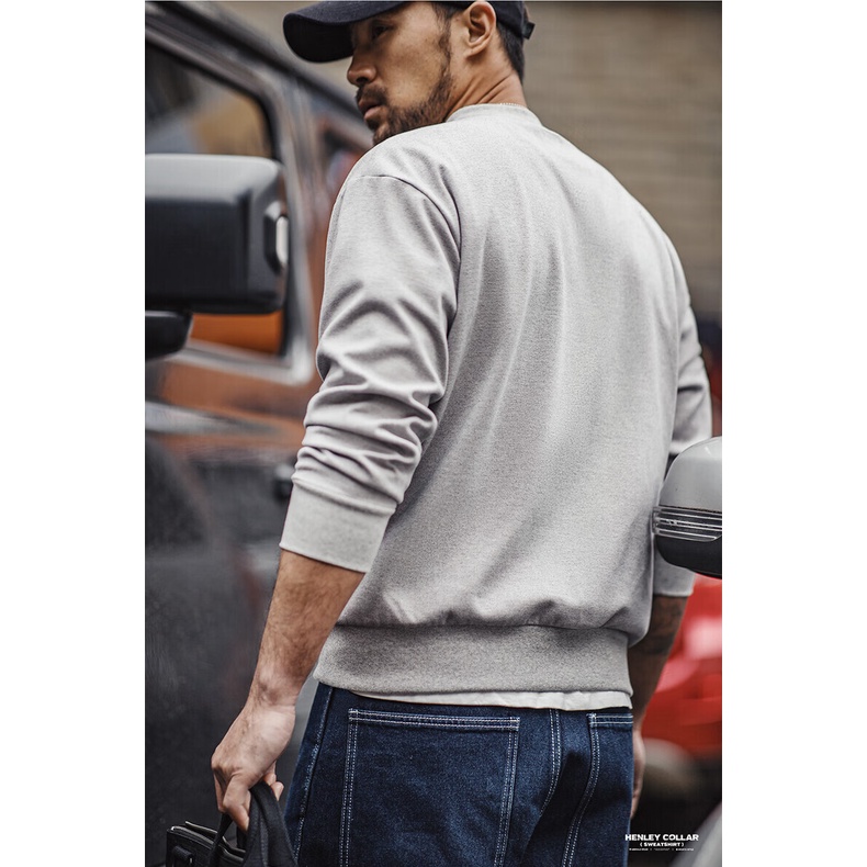 Retro Womens Youth 2025 ฤดูใบไม้ผลิใหม่อเมริกัน Casual Henry Collar เสื้อกันหนาวทําด้วยผ้าขนสัตว์สีเทา Series Cleanfit แขนยาวด้านล่าง — صورة 8