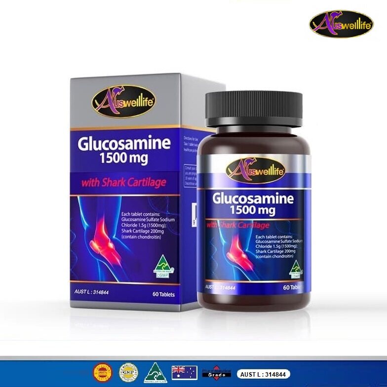 Auswelllife Glucosamine 1,500mg กลูโคซามีน สำหรับข้อเสื่อม ข้อเข่าอักเสบ น้ำในข้อเข่า (60 แคปซูล)