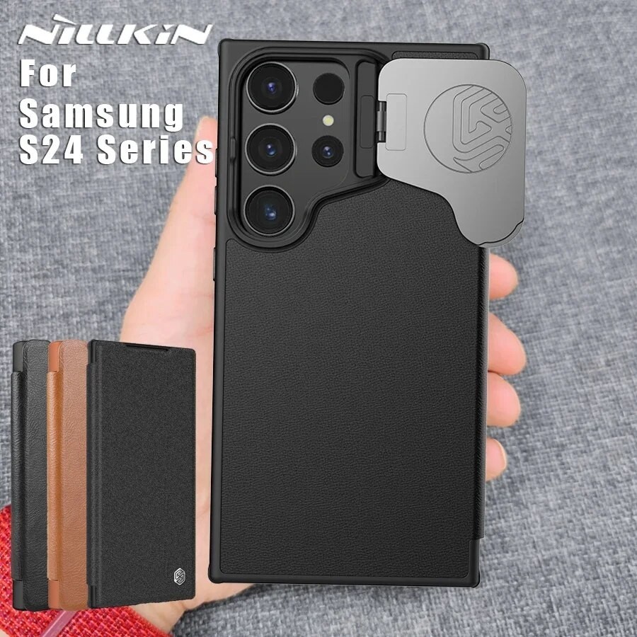 เคสฝาพับหนัง Samsung Galaxy S24 Ultra /S24 plus/S24 :Nillkin Qin Pro ป้องกันเลนส์กล้อง Nillkin ( แท้