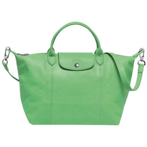 กระเป๋า  Longchamp Le Pliage Cuir size M หูสั้น สี เขียว VERT *พร้อมส่ง ราคา พิเศษ