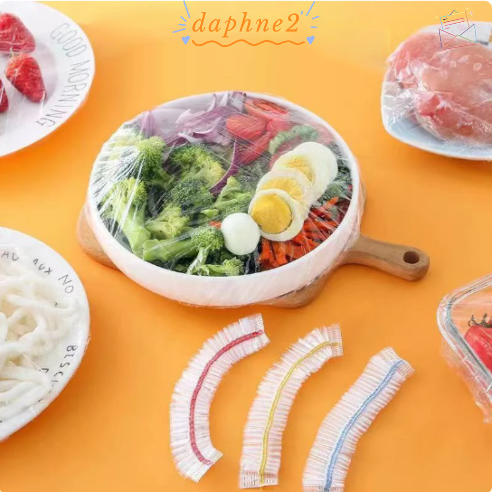 Daphs 100 ชิ้นฝาครอบอาหารแบบใช้แล้วทิ้ง,ปากยืดหยุ่นสด-เก็บห่อพลาสติก,ฝาปิดอาหารยืดหยุ่นสีขาว Cling ฟิล์มสําหรับผักผลไม้