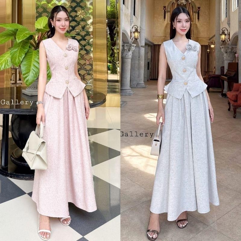 (พร้อมส่ง) The gallery41 42 43 ชุดเซ็ตเสื้อ+กระโปรงยาวเข้าเซ็ต hiso.closet ชุดพรีเมี่ยม