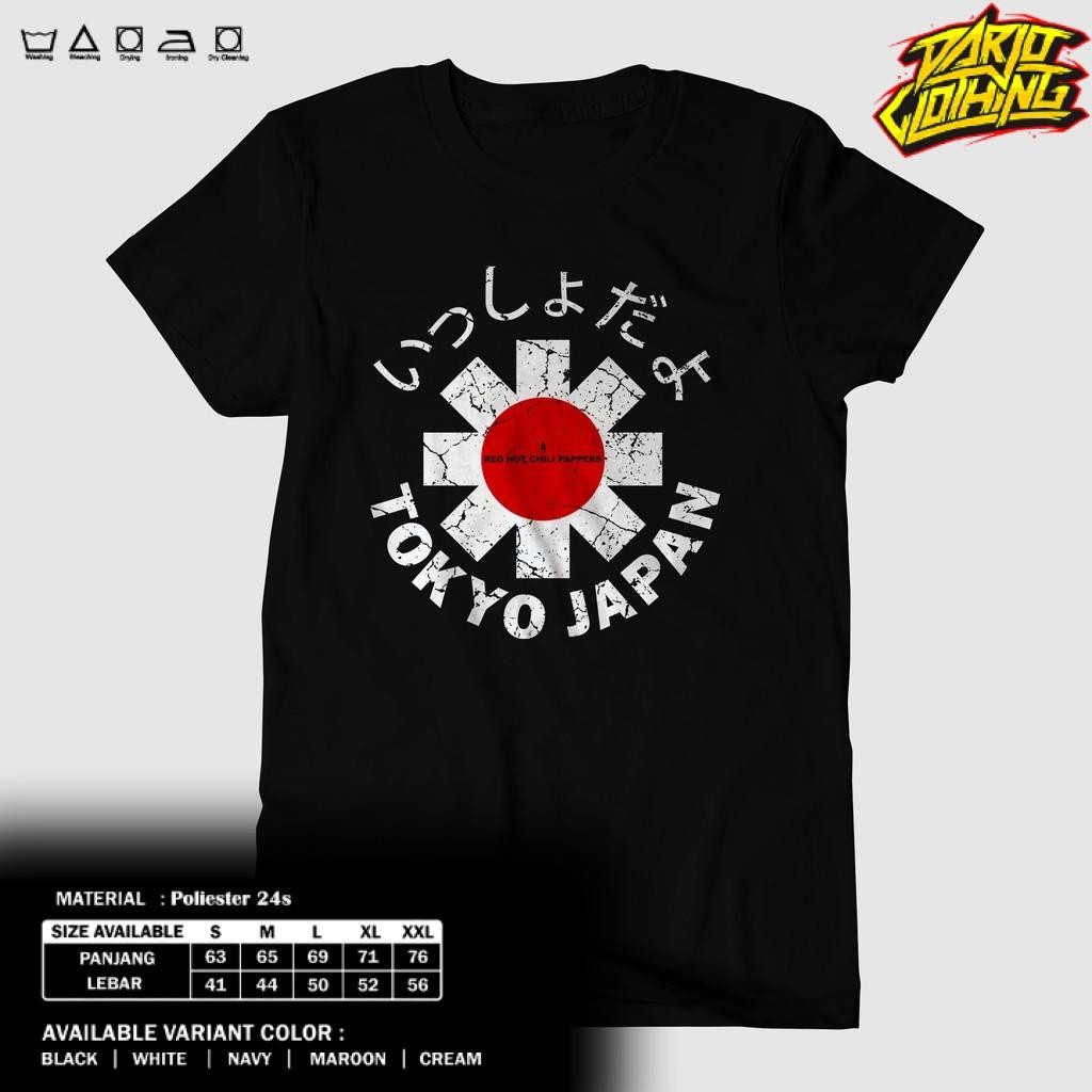 DarjoClothing - BAND KAOS - RHCP TOKYO KAOS - RHCP RED WHITE - ROCK METAL MUSIC BAJU