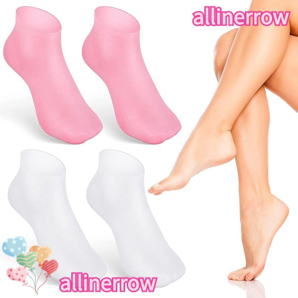 Allinerrow ถุงเท้าซิลิโคนให้ความชุ่มชื้น, ซิลิโคน Anti Cracking Skin Care ถุงเท้า, สปาเท้า Pain Relief Moisturizing Long Protectors ถุงเท้าผู้หญิง