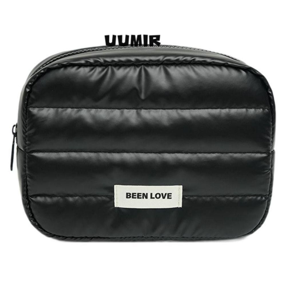 Uumir กระเป๋าแต่งหน้าอ้วน, ลงสีทึบกระเป๋าเดินทางผ้านวม, กระเป๋าเก็บสกินแคร์ซิปความจุขนาดใหญ่ปุย