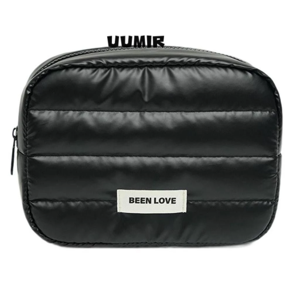 UUMIR กระเป๋าแต่งหน้าอ้วน, ลงสีทึบกระเป๋าเดินทางผ้านวม, กระเป๋าเก็บสกินแคร์ซิปความจุขนาดใหญ่ปุย