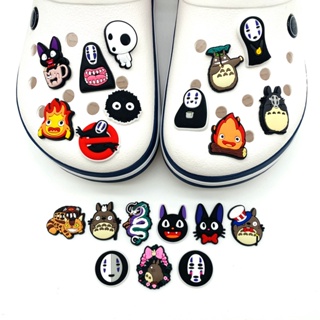 จี้รูปแมว Totoro Croc Jibbitz Charm No Face Man Jibits Croc Charm Briquettes น่ารัก สําหรับตกแต่งรองเท้าเด็ก