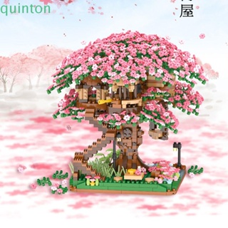 Quinton บล็อคตัวต่อ รูปบ้านซากุระ DIY ของเล่นสําหรับเด็ก