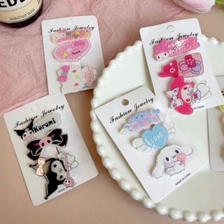 Sanrios กิ๊บติดผม ลายการ์ตูน Kuromi Hello Kittys Cinnamoroll น่ารัก สําหรับเด็กผู้หญิง 3 ชิ้น