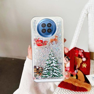 Ybd เคสโทรศัพท์มือถือ ลายต้นคริสต์มาส ซานตาคลอส กวาง มีทรายไหล สําหรับ Huawei Y9S Y9A