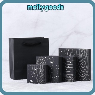 Moilyhd กล่องของขวัญ Dreamy ต่างหูเงิน ร้อน สีฟ้า ทอง ริบบิ้น กล่องของขวัญ