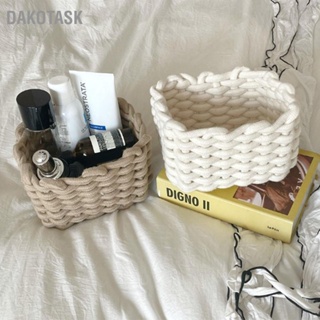 DAKOTASK ตะกร้าเก็บเชือกฝ้ายสีขาว Simple Desktop Storage Organizer สำหรับกระเป๋าสตางค์เครื่องสำอาง