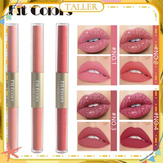 ✧Ready Stcok Fit Colours Double-headed Matte Pearl Lip Gloss Matte Velvet Smooth Pearlescent Lipstick Easy To Colour Long Lasting Face Makeup TALLER