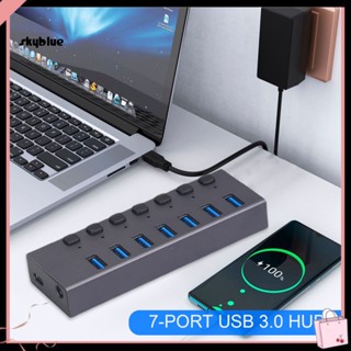 [Sy] ฮับ Usb 3.0 ความเร็วสูง 7 พอร์ต Usb 3.0 พร้อมสวิตช์เปิด ปิด สําหรับ Pc Ps4 และ Hdd