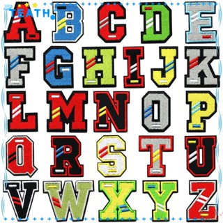 Teath แผ่นแพทช์ ปักลายตัวอักษร A-Z A-Z 2 นิ้ว หลากสี สําหรับเย็บติดเสื้อผ้า 52 ชิ้น