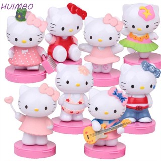 Huimao ตุ๊กตาฟิกเกอร์ Hello KT Kawaii พลาสติก สําหรับตกแต่งรถยนต์ 8 ชิ้น